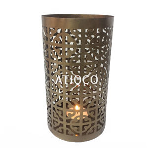 Soporte votivo de metal de hierro Jali verde menta y pilares para decoración del hogar y calcomanías de eventos para celebraciones de Diwali - Product Image 2