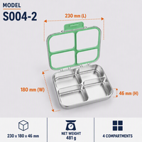 Boîte à lunch bento Risheng sans BPA, chauffable, étanche, 4 compartiments, mignonne, pour nouveau-nés et enfants, avec couvercle transparent, en acier inoxydable de qualité alimentaire, pour l'école