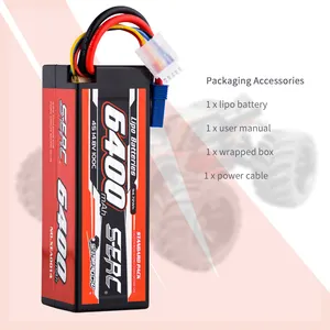 SUNPADOW 4S 14.8V 6400mAh 100C Hard Case Lipo Battery With Deans EC5 Plug For RC Car Truck Boat Vehicles Tank Buggy Racing Hobby