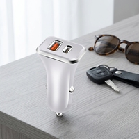 Chargeur de voiture 36W avec double port USB A+C, charge rapide PD+QC, avec boîte cadeau pour smartphone
