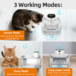 Fontaine à eau intelligente pour animaux de compagnie, 2L, circulation automatique, pour chats et chiens, rectangulaire, transparente, avec filtre en coton bleu - Product Image 2