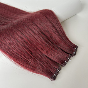 Genius Invisible Thin Weft Borgoña 99j Extensiones de cabello 50g Trama Cabello humano 100 gramos 22 24 26 pulgadas - Product Image 2