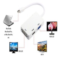 Adaptor Mini DP/ DVI VGA 4K 30Hz Output Tiga Lipat PC Mac Monitor DP DVI VGA Konverter Multi-display untuk Penggunaan Laptop