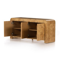 Aparador Moderno de Lujo Minimalista Contemporáneo de Madera Orgánica con 4 Puertas y Gabinete de Almacenamiento, Mueble de Madera