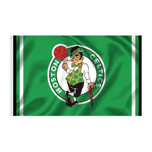 Penjualan terlaris kustom pengiriman cepat 3x5kaki kustom spanduk bendera NBA Boston keramik