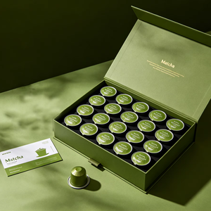 Capsules de matcha bio en marque blanche pour cafetière, coffret cadeau personnalisé, vente en gros - Product Image 1