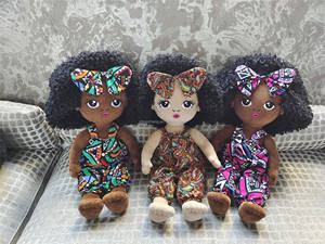 Poupée de chiffon en tissu pour fille africaine de 19 pouces, robe mignonne en peluche douce, poupée noire pour bébé - Product Image 5