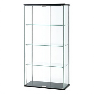 Custom Size Modern Black Metal Display <b>Cabinet</b> Double Doors Luxury 4 Layers Mobile Showcase <b>Lockable</b> Durable Easy Polished - Product Image 3