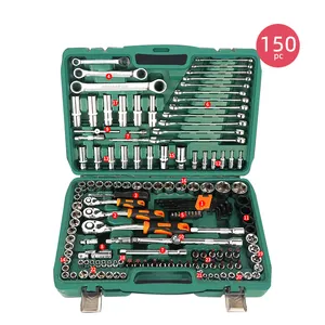 TFAUTENF 150 pieces car repair tools set with wrench, socket, ratchet for home use and garage use