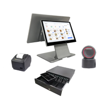 Terminal Punto de Venta con Pantalla Táctil Dual de 15.6 Pulgadas, Sistema POS Todo en Uno, Caja Registradora, Funciona sin Conexión, para Restaurantes y Supermercados