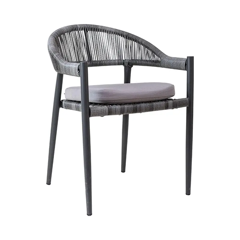 Hendry – chaise de salle à manger en Aluminium, mobilier de loisirs en corde tissée grise pour Restaurant jardin extérieur