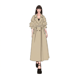 Fabricante OEM, personalice sus propias marcas, moda Otoño Invierno, caqui, sarga, gabardina, chaquetas para mujer - Product Image 1