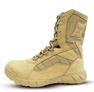 Bottes de combat légères TSB0109 noires de 9,5 pouces avec semelle extérieure en PU et daim microfibre, fermeture éclair latérale - Product Image 2