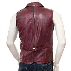 Gilet en cuir véritable respirant pour homme, couleur unie, col mandarin, simple boutonnage, style décontracté, vêtement d'extérieur hiver - Product Image 2