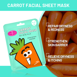 Maschera <span class=keywords><strong>Viso</strong></span> in Tessuto alla Carota (1 Pezzo) con Squalano <span class=keywords><strong>per</strong></span> Riparare <span class=keywords><strong>Rossori</strong></span>, Alleviare Secchezza e Prurito, Rinforzare la Barriera Cutanea - Monouso - Product Image 3
