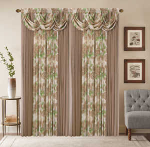 Rideaux de fenêtre de luxe en gros à 2 panneaux avec cantonnière intégrée, voiles imprimés floraux, décoration <span class=keywords><strong>textile</strong></span> pour la maison - Product Image 4