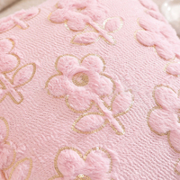 Housse de coussin en fausse fourrure de lapin brodée de fleurs, avec sequins et perles, en peluche, pour l'intérieur, rose beige, avec fermeture éclair
