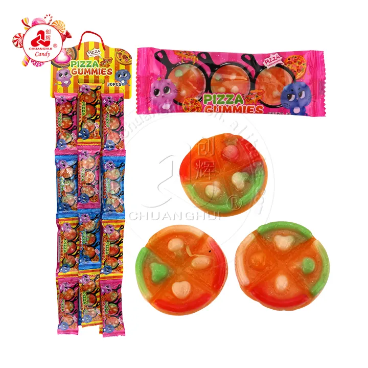 3 in 1 Halal pizza shaped chewy soft gummy candy