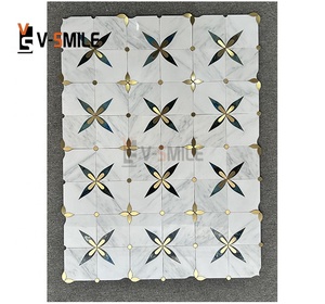 Hỗn hợp màu hoa bằng tia nước Gạch <span class=keywords><strong>Mosaic</strong></span> với hoa mẫu thiết kế cho nhà bếp và phòng tắm tường trang trí nội thất - Product Image 1