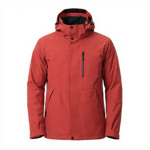 Veste d'hiver fine à capuche longue unisexe, 3 couches, ripstop, légère, imperméable, respirante, coupe-vent, grande taille, col montant, fermeture éclair - Product Image 1