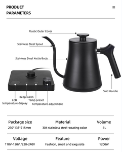 Bollitore Elettrico da 1,0L con Base Elettronica che si Spegne Automaticamente e Temperatura Regolabile per Mantenimento del Calore - Product Image 6