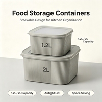 Lot de 2 boîtes de rangement verticales à rayures, hermétiques, pour conserver les aliments frais, pour réfrigérateur, pique-nique, préparation de repas