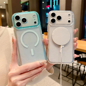 Funda Magnética Transparente con Brillantina para iPhone 18 17 16 15 14 13 Pro Max, Carga Inalámbrica, Carcasa Rígida - Product Image 4