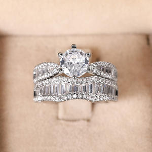 HJ0106 Anillo de Diamantes Plateado Romántico Francés, Vestido de Novia, Vestido de Noche, Anillo Deslumbrante, Regalo para el Día de San Valentín, Accesorio de Moda - Product Image 5