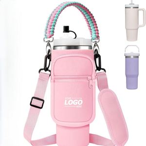 Custom Neoprene <b>Water</b> <b>Bottle</b> Carrier Bag for 40 oz Tumblers with Phone Pocket & Adjustable <b>Strap</b> - Product Image 1