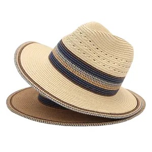 Vente chaude en gros en plein air Panama chapeaux de paille chapeau de pêche d'été adultes femmes hommes Nature raphia chapeau de paille