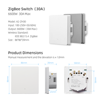A2-ZH30 30A 6600W Tuya ZigBee Interrupteur haute puissance à condensateur pour chauffe-eau, chaudière, climatisation, compatible Alexa et Google