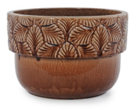 Pot de fleurs décoratif large en céramique émaillée marron beige à motif elliptique, style américain, écologique et durable, avec trou de drainage