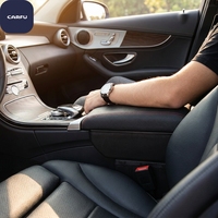 Boîte de rangement universelle pour accoudoir central de voiture de 32 cm, 5 interfaces USB, double couche, avec couvercle coulissant et base réglable