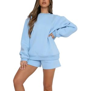 Autumn Winter Women Oversized <b>Fleece</b> <b>Sweatshirts</b> Sweat Shorts Set Women Tracksuits Loose Fit Women Outfits Streetwear - Product Image 2