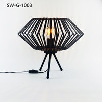 Lampe de chevet décorative, lampe de table noire en forme de cage, 220V, en fer, style nordique minimaliste, simple, pour salon