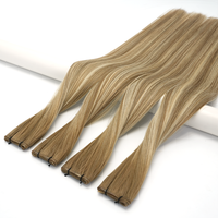 Extensiones de Cabello Humano Lanxun Hair Invisible Genius Weft, Ondulado, Doble Trama, 24 Pulgadas, para Distribución al por Mayor