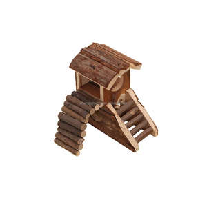 Maison de hamster Animal en bois rustique avec porte étui pour animaux de compagnie en bois avec fenêtre Hamster maison de <span class=keywords><strong>lapin</strong></span> en bois - Product Image 6