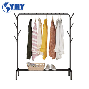 Estante de lavandería de metal brillante que ahorra espacio ajustable y plegable con barra colgante para apartamentos - Product Image 6