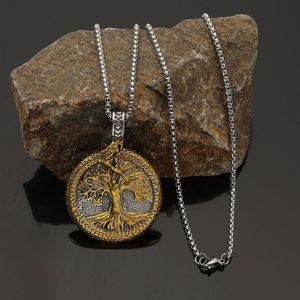 Nordic Viking <b>Tree</b> of Life Pendant <b>Necklace</b> Stainless Steel Vintage Viking Yggdrasil Ourobles <b>Necklace</b> Men Scandinavian Jewelry - Product Image 3
