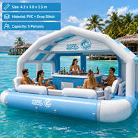Île flottante gonflable OEM avec banc rembourré, comptoir de bar en PVC, logo personnalisé d'usine, vente en gros, approvisionnement direct