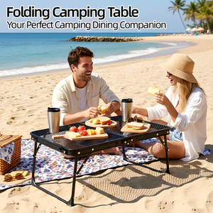 Portable Folding Camping <b>Table</b> Mesh Outdoor Picnic <b>BBQ</b> <b>Table</b> Lightweight Collapsible Steel Desk <b>for</b> Beach Travel - Product Image 3