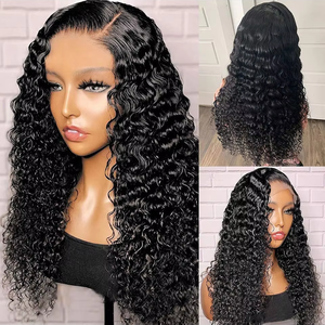 30 Zoll rohes Deep Wave Haar 13x4 Lace Frontal Perücken Voll 180% Dichte Wasserwelle 12A Double <span class=keywords><strong>Drawn</strong></span> 100% Virgin Human Hair Perücken - Product Image 6