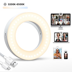 Anneau lumineux pour selfie pour téléphone Anneau lumineux rechargeable pour téléphone portable à clipser pour smartphone ordinateur portable appareil photo 3 modes d'éclairage réglables - Product Image 2