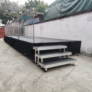 Global Concert Exhibition Hall 4"x4" 1.22x1.22m 4"x8" 1.22x2.44m Wedding 3 Stop Adjustable Aluminum Mobile Stage Platform