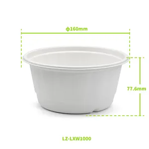 Clamshell Takeaway Food Box Taper Biodegradable Disposable Plate Dish Bagasse and Bamboo Pulp Rectangle White or Natur Tableware