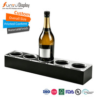 Présentoir à vin en acrylique durable personnalisé avec base à 5 trous pour bouteilles, idéal pour la vente en gros et le stockage