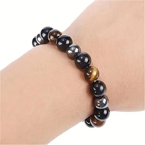 Commercio all'ingrosso prodotto spirituale 8mm perle rotonde, oro, occhio di tigre, ematite <span class=keywords><strong>nera</strong></span> <span class=keywords><strong>ossidiana</strong></span>, tripla protezione, braccialetti per regalo - Product Image 4