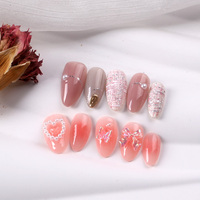 TSZS Factory Wholesale Acrylic Almond Shaped Soft Gel Nails Semi Matte Full Cover Artificial Fingernails for Salon Use
