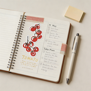 Carnet à spirales imprimé tomate avec motif cerise rouge et texte doré, couverture en papier, idéal pour offrir - Product Image 4