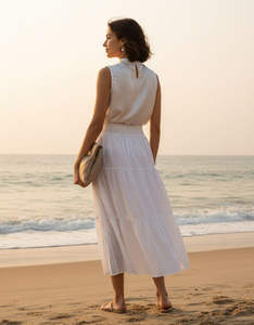 กระโปรงผ้าแคมบริคสำหรับผู้หญิง ดีไซน์หรูหรา นุ่ม เบาสบาย ระบายอากาศได้ดี เหมาะสำหรับทำงาน ท่องเที่ยว และสวมใส่ในชีวิตประจำวัน - Product Image 4